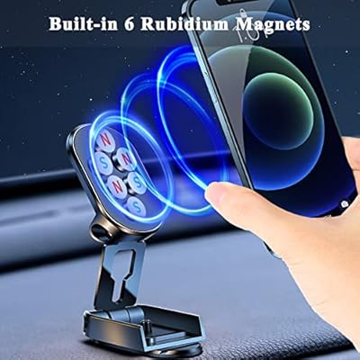 Support Téléphone Voiture Magnétique Pliable en Alliage – Rotation 720°